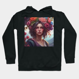 Young Woman with Rose Portrait Hoodie